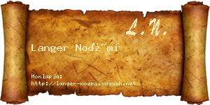 Langer Noémi névjegykártya